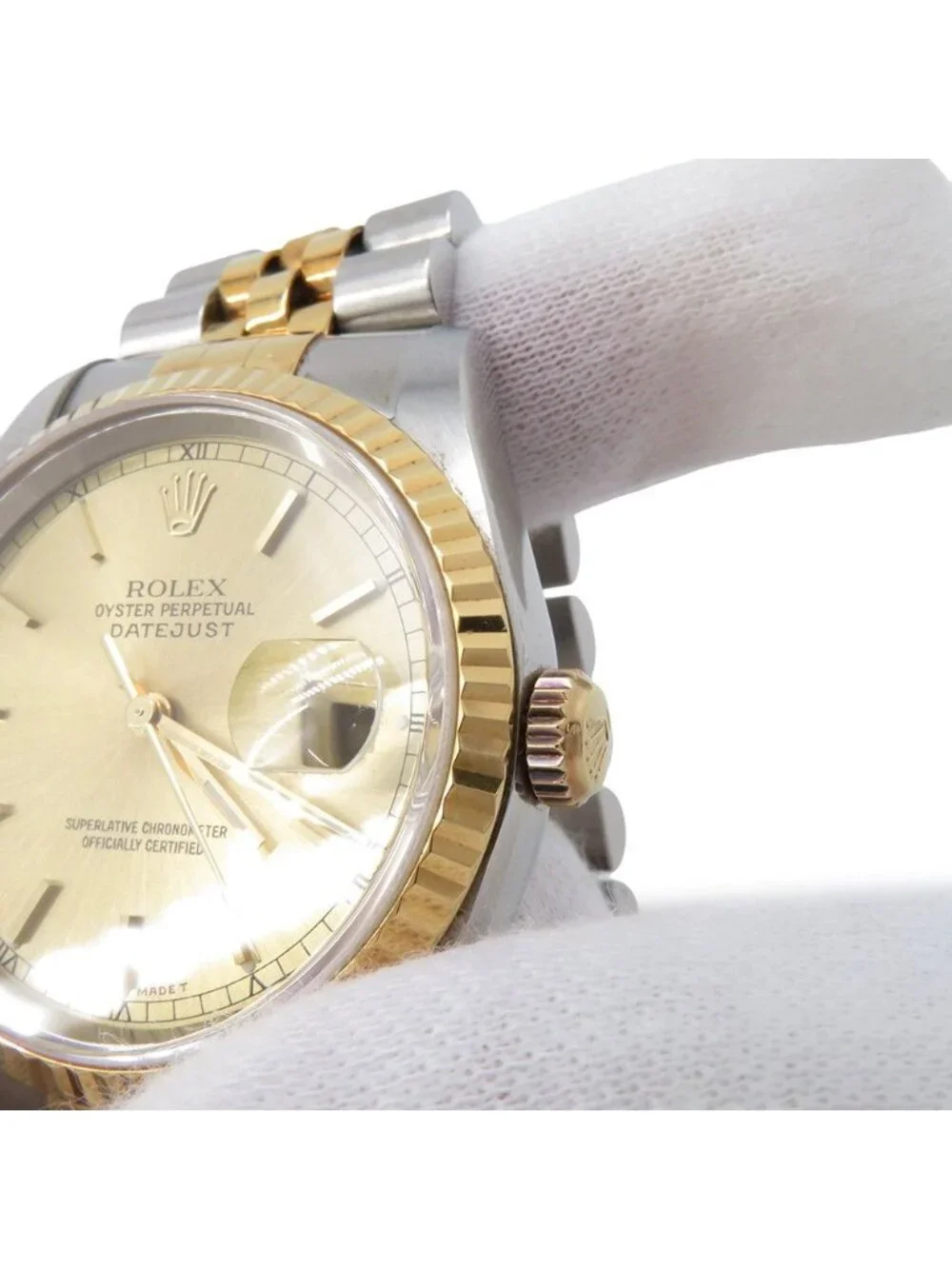 Rolex Datejust Number SS 18k Yellow Gold Watch Champagne Dial